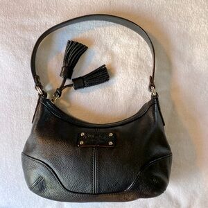 Kate Spade Pebbled Black Leather Shoulder Bag w/Tassels